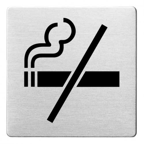 Piktogramm Rauchen verboten mit abgerundeten Ecken auf metallischem Hintergrund