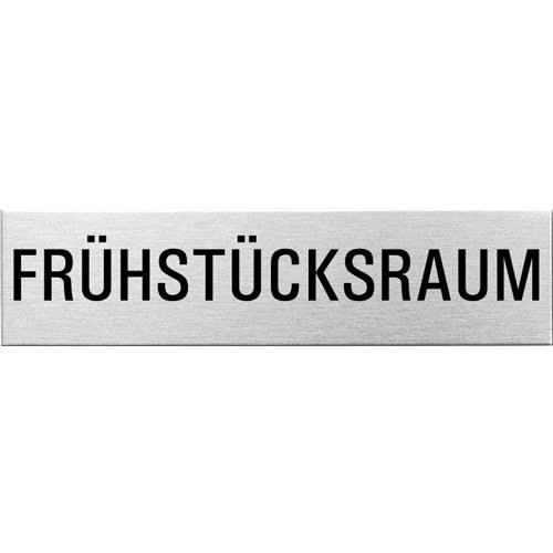 Eckiges Textschild mit der Aufschrift Frühstücksraum aus Metall