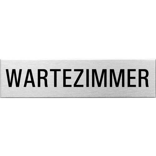 Eckiges Textschild mit der Aufschrift Wartezimmer aus Metall