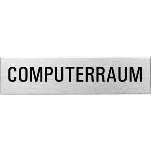 Eckiges Textschild mit der Aufschrift Computerraum aus Metall