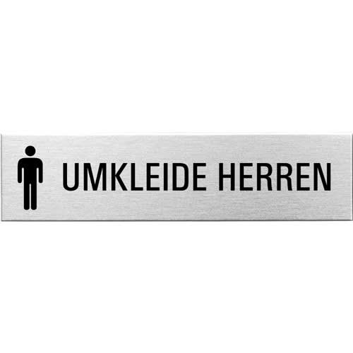 Metallschild mit Symbol und Schrift Umkleide Herren