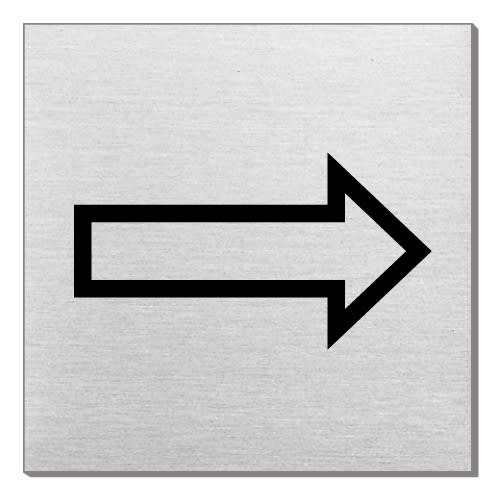 Schwarzer Richtungspfeil nach rechts auf quadratischem grauem Hintergrund