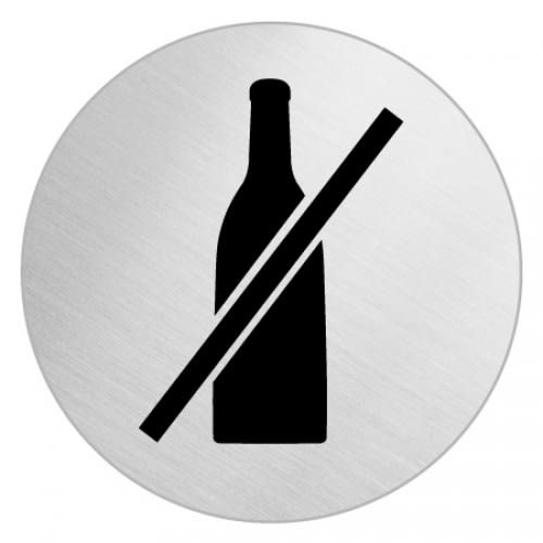 Rundes Piktogramm mit Flasche und durchgestrichenem Symbol, Flaschen verboten