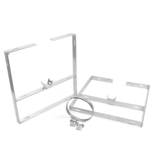 Bandschellenset WÜRFEL aus Metall bestehend aus zwei rechteckigen Halterungen und einer Bandschelle