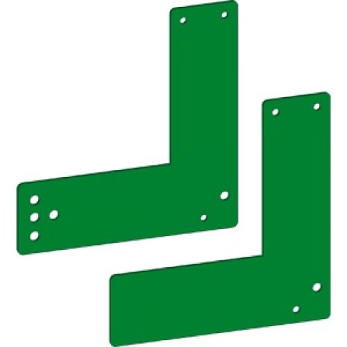 Grüne Montageplatte für Türwächter für Glasrahmentüren mit mehreren Bohrlöchern