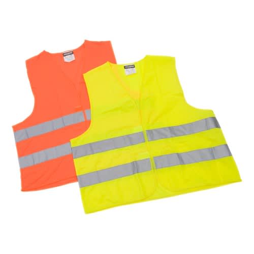 Pannen-Warnweste aus Polyester in Gelb und Orange mit reflektierenden Streifen