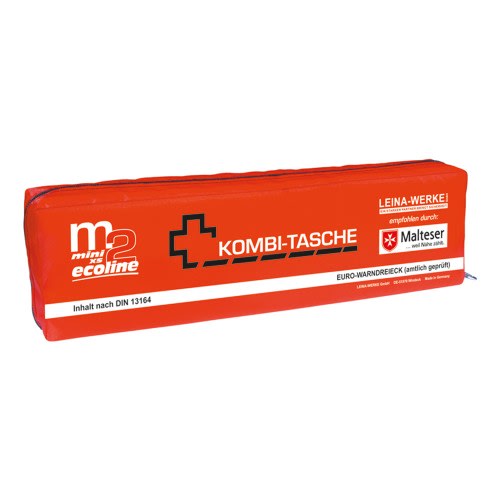 Rote Mini-Kombitasche M2 XS von Leina-Werke mit Malteser-Logo, DIN 13164 Inhalt