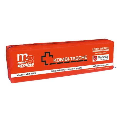 Mini-Kombitasche M3 rote Kombi-Tasche mit Euro-Warndreieck und Warnweste nach DIN 13164