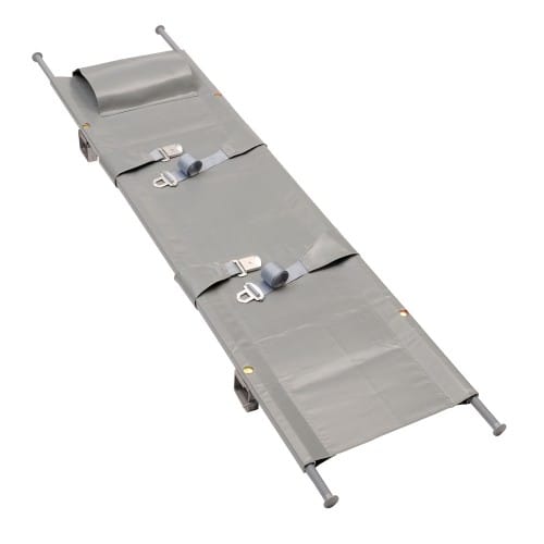 Krankentrage K graue medizinische Trage mit Gurten und Kopfstütze