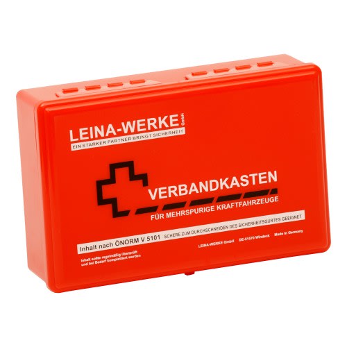Roter Verbandkasten ÖNORM V 5101 von LEINA-WERKE für mehrspurige Kraftfahrzeuge