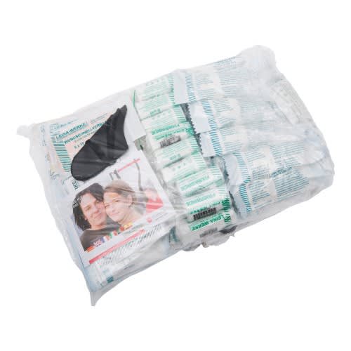 Erste-Hilfe-Material DIN 14142 Verbandspäckchen und Wundversorgung in transparenter Verpackung