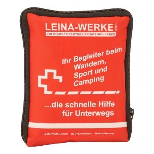 Erste-Hilfe-Set Reise von LEINA-WERKE, rotes Notfallset für Wandern, Sport und Camping, schnelle Hilfe für unterwegs