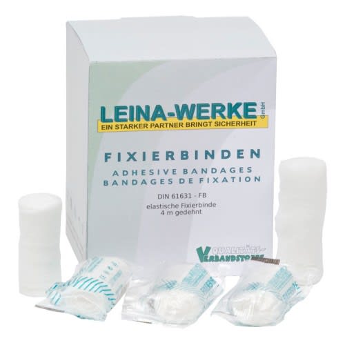 Leina-Werke Fixierbinden nach DIN 61631-FB elastische Fixierbinden 4 m gedehnt mit Verpackung und einzelnen Binden