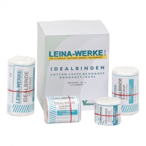 Leina-Werke Idealbinden nach DIN 61632-IB-S verschiedene Größen Baumwollbinden in Verpackung