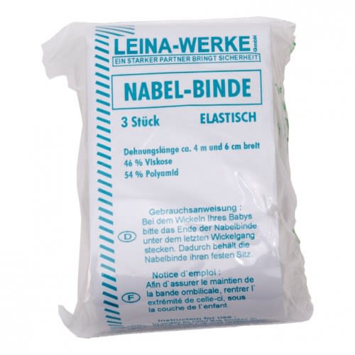 Leina-Werke Nabelbinde elastisch 3 Stück, 4 m lang, 6 cm breit, 46% Viskose, 54% Polyamid