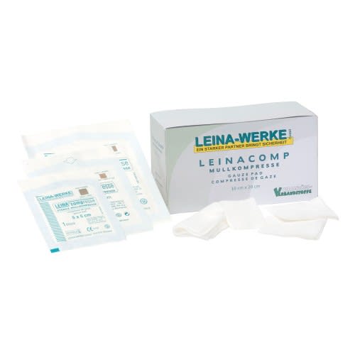 Leinacomp Mullkompressen sterile Kompressen nach DIN EN 14079 in verschiedenen Größen mit Verpackung