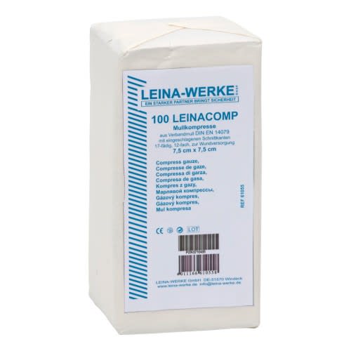 Packung Mullkompressen 7,5 x 7,5 cm nach DIN EN 14079 von LEINA-WERKE
