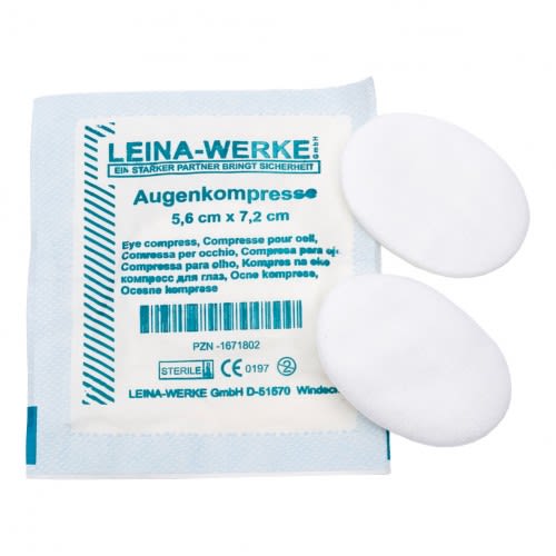 Leina-Werke sterile Augenkompressen 5,6 cm x 7,2 cm mit zwei weißen Kompressen