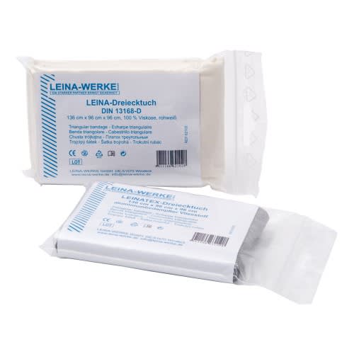 Dreiecktücher aus Vlies nach DIN 13168-D von LEINA-WERKE, 136 cm x 96 cm, 100% Viskose, rohweiß, verpackt
