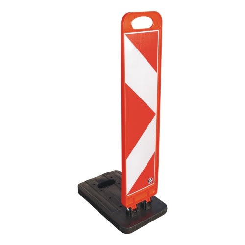 Klappbake SPEEDY mit großem Fuß, rot-weiß reflektierende Warnbake mit schwarzem Standfuß