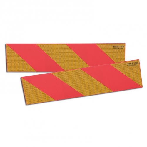 2er Set Heckmarkierung zur Halbmarkierung von Lkw-Zugmaschinen mit rot-gelber Warnmarkierung