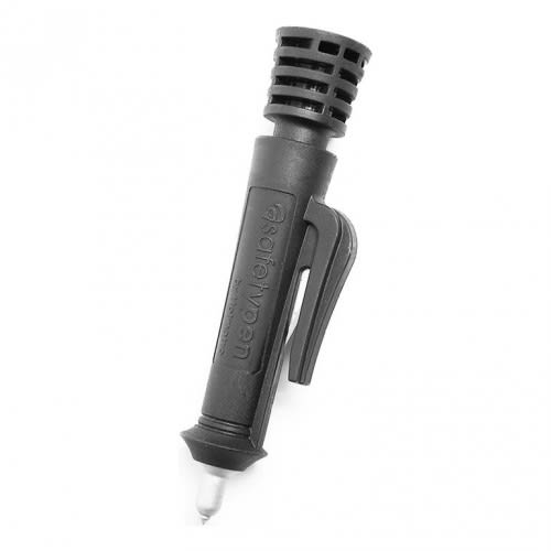 Notfallhammer SafetyPen schwarz mit integriertem Sicherheitsglasbrecher und Gürtelclip