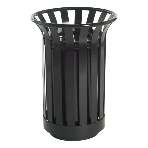 Rund-Abfallbehälter OSKAR aus Metall mit 25 Liter Fassungsvermögen, schwarzer Müllbehälter für den Außenbereich
