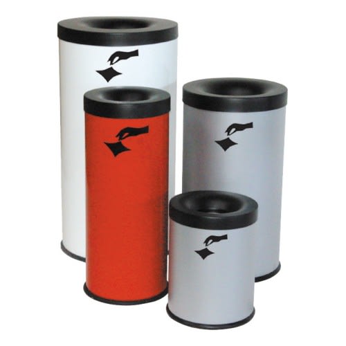 Abfallbehälter Funktionseimer FIRE EX mit Bodenring, selbstlöschend in verschiedenen Größen 15, 25, 40 und 75 Liter, in weiß, rot und grau