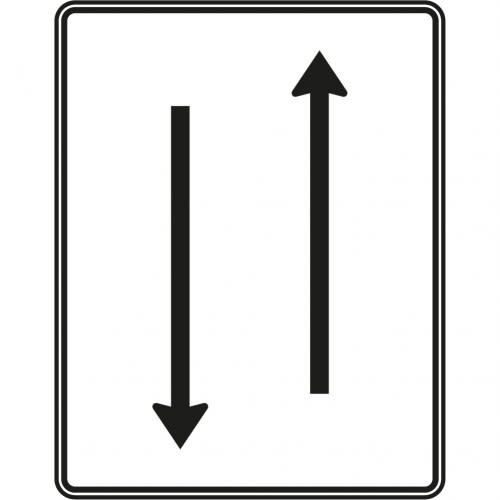 Fahrstreifentafel mit Gegenverkehr, 1-streifig in Fahrtrichtung und 1-streifig in Gegenrichtung, Verkehrszeichen VZ 522-30