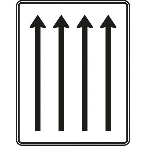 Fahrstreifentafel ohne Gegenverkehr mit vier Pfeilen in Fahrtrichtung, Verkehrszeichen VZ 521-32
