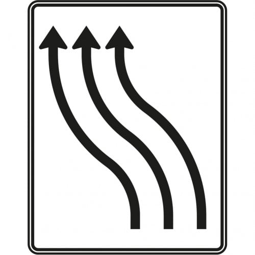Verschwenkungstafel 3-streifig nach links Verkehrszeichen VZ 511-12 mit drei nach links verschwenkten Pfeilen