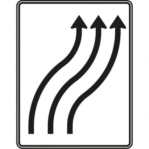 Verschwenkungstafel 3-streifig nach rechts Verkehrszeichen VZ 511-22 mit drei nach rechts verschwenkten Pfeilen