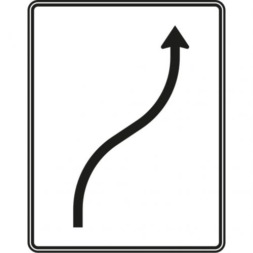 Verschwenkungstafel 1-streifig nach rechts Verkehrszeichen VZ 511-20 mit schwarzem Pfeil auf weißem Hintergrund