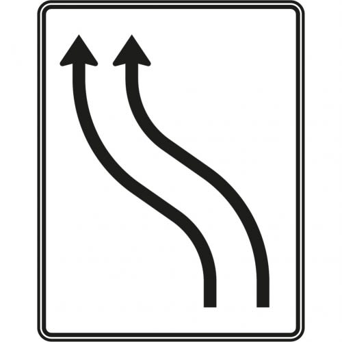 Verschwenkungstafel 2-streifig nach links Verkehrszeichen VZ 511-11 schwarz weiß