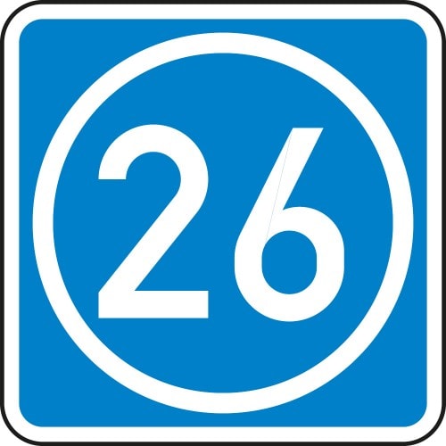 Verkehrszeichen Knotenpunkte der Autobahnen mit ein- oder zweistelliger Nummer 26, VZ 406-50