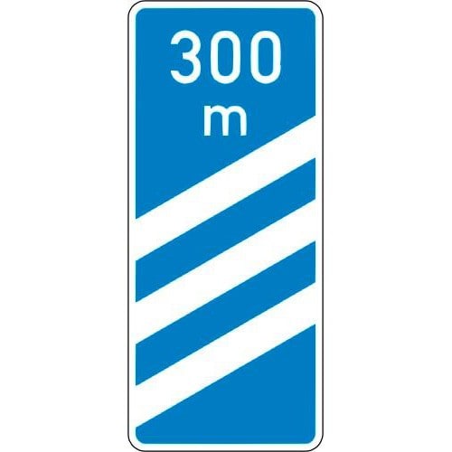 Ankündigungsbake dreistreifig Verkehrszeichen VZ 450-52 mit 300 Meter Anzeige