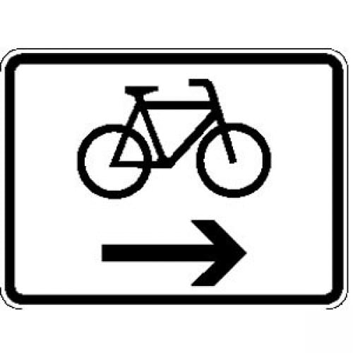 Verkehrsschild VZ 2202 mit Fahrrad und rechtsweisendem Pfeil
