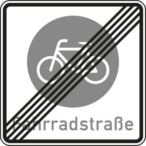 Verkehrsschild Ende einer Fahrradstraße VZ 244.2 mit durchgestrichenem Fahrradsymbol