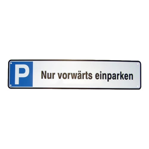 Verkehrsschild Nur vorwärts einparken mit blauem Parksymbol