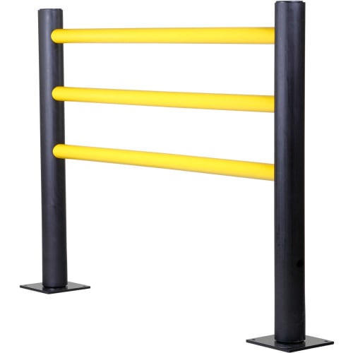 d-flexx flexibles Sicherheitsgeländer Delta mit 3 gelben Holmen und schwarzen Pfosten