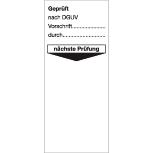 10x Grundplakette Gepr. nach DGUV nächste Prüfung, Weiß, 95 x 40 mm, Folie