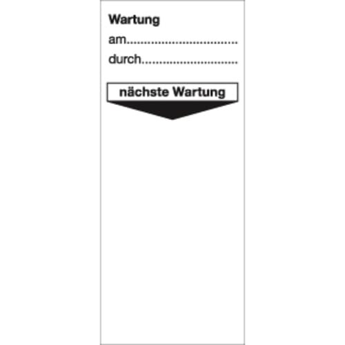 10x Grundplakette Wartung am durch nächste Wartung, Weiß, 95 x 40 mm, Folie