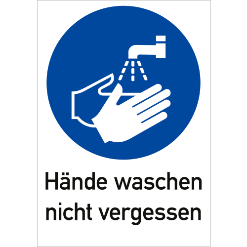 Kombischild Hände waschen nicht vergessen nach ISO 7010 (M 011)
