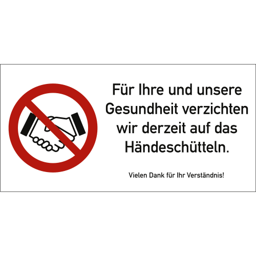 Kombischild Auf das Händeschütteln verzichten (praxisbewährt)