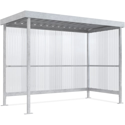 Raucherunterstand Modell Jena Maxi aus verzinktem Stahl mit transparenten Seitenwänden