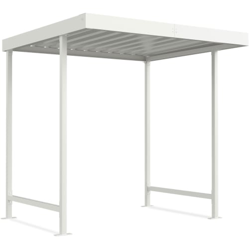 Weiße einseitige Überdachung Modell Leipzig L10 aus Metall im Baukastensystem