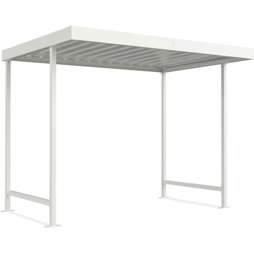 Weiße einseitige Überdachung Modell Leipzig L12 aus Metall im Baukastensystem