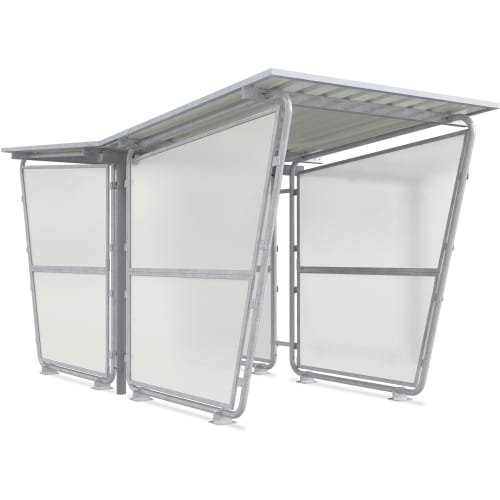 Überdachung Modell Siegen S 26 doppelseitig aus Metall und Kunststoff, Baukastensystem
