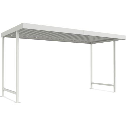 Weiße einseitige Überdachung Modell Leipzig L 14 aus Metall im Baukastensystem