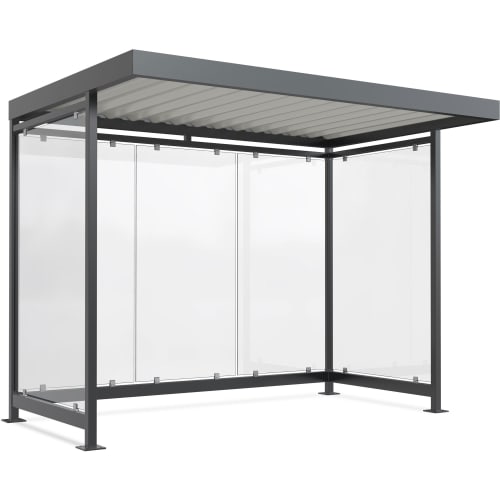 Wartehalle Modell Köln K 3 a/a mit grauem Metallrahmen und transparenten Seitenwänden